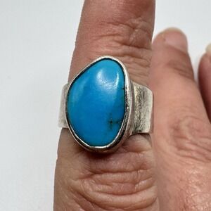 Vintage Southwest Mexican 925 Sterling Silver TURQUOISE Ring SZ 6